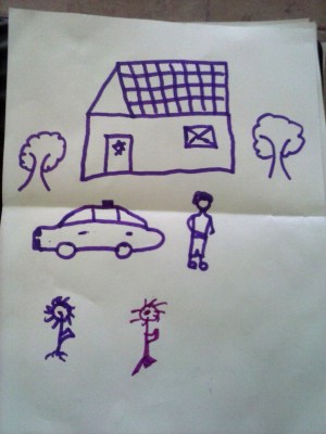 Dibujo de niño migrante